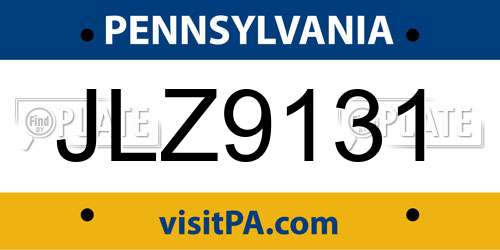JLZ9131 Pennsylvania License Plate