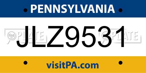 JLZ9531 Pennsylvania License Plate