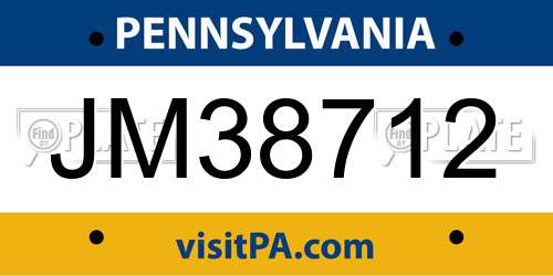 JM38712 Pennsylvania License Plate