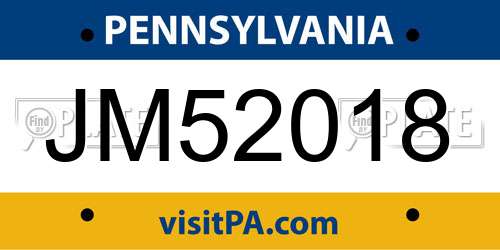 JM52018 Pennsylvania License Plate