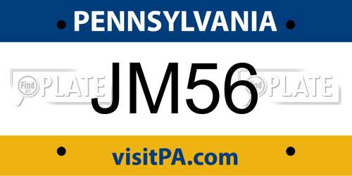 JM56 Pennsylvania License Plate