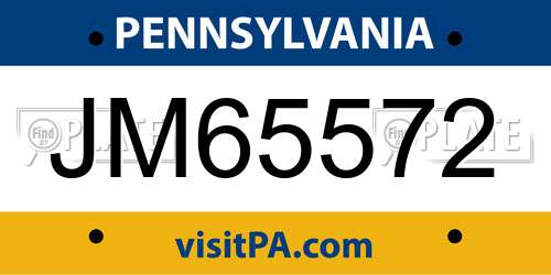 JM65572 Pennsylvania License Plate