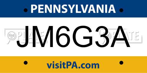 JM6G3A Pennsylvania License Plate