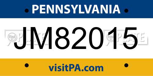 JM82015 Pennsylvania License Plate