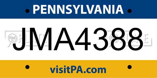 JMA4388 Pennsylvania License Plate