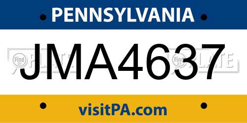 JMA4637 Pennsylvania License Plate