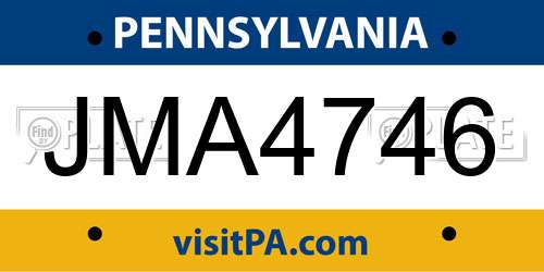 JMA4746 Pennsylvania License Plate