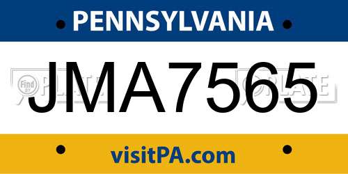 JMA7565 Pennsylvania License Plate