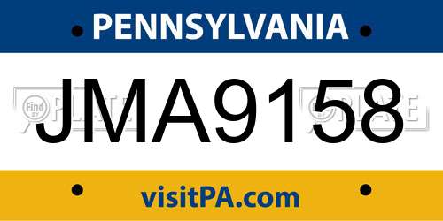 JMA9158 Pennsylvania License Plate