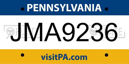 JMA9236 Pennsylvania License Plate