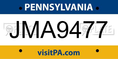 JMA9477 Pennsylvania License Plate