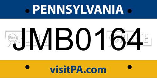 JMB0164 Pennsylvania License Plate