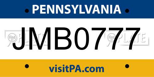 JMB0777 Pennsylvania License Plate