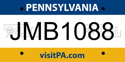 JMB1088 Pennsylvania License Plate