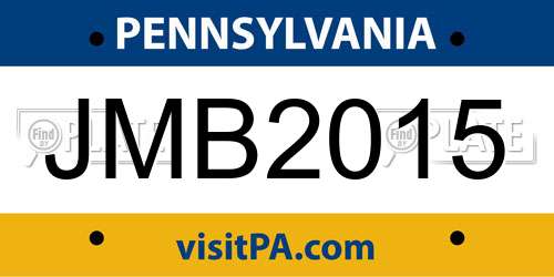 JMB2015 Pennsylvania License Plate