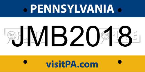 JMB2018 Pennsylvania License Plate