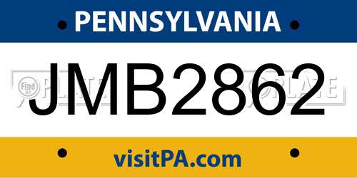 JMB2862 Pennsylvania License Plate