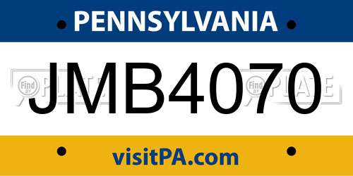 JMB4070 Pennsylvania License Plate
