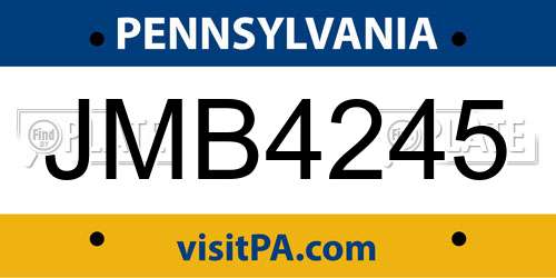 JMB4245 Pennsylvania License Plate
