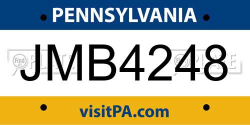 JMB4248 Pennsylvania License Plate