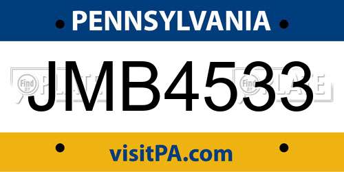 JMB4533 Pennsylvania License Plate