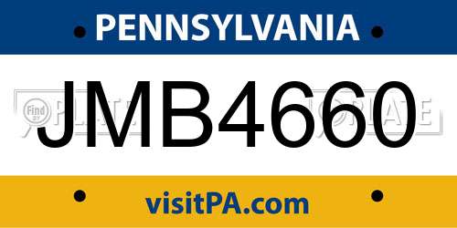 JMB4660 Pennsylvania License Plate