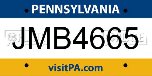 JMB4665 Pennsylvania License Plate