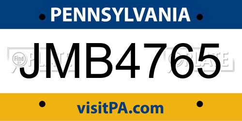 JMB4765 Pennsylvania License Plate