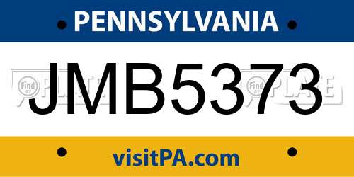 JMB5373 Pennsylvania License Plate