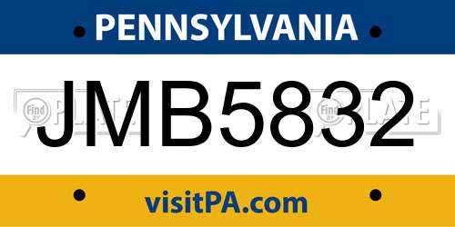 JMB5832 Pennsylvania License Plate
