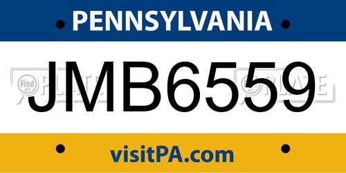 JMB6559 Pennsylvania License Plate