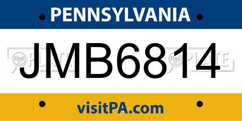 JMB6814 Pennsylvania License Plate