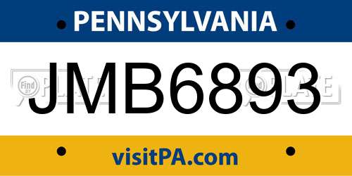 JMB6893 Pennsylvania License Plate