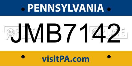 JMB7142 Pennsylvania License Plate