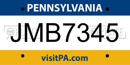 JMB7345 Pennsylvania License Plate