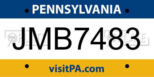 JMB7483 Pennsylvania License Plate