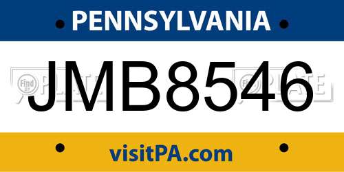 JMB8546 Pennsylvania License Plate