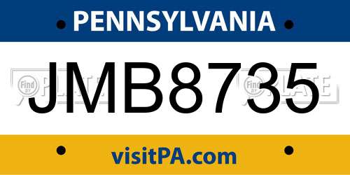 JMB8735 Pennsylvania License Plate