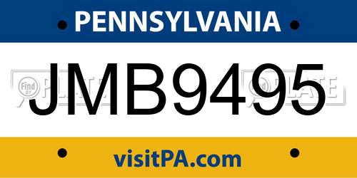 JMB9495 Pennsylvania License Plate