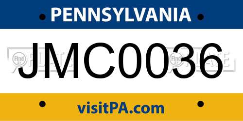 JMC0036 Pennsylvania License Plate