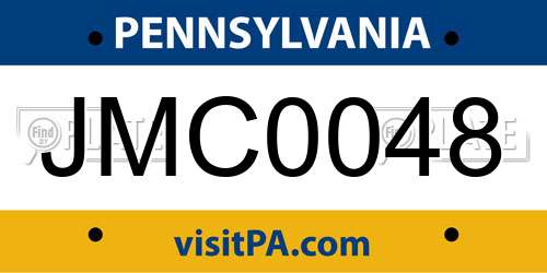 JMC0048 Pennsylvania License Plate