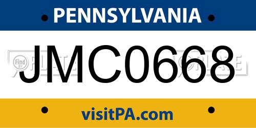 JMC0668 Pennsylvania License Plate