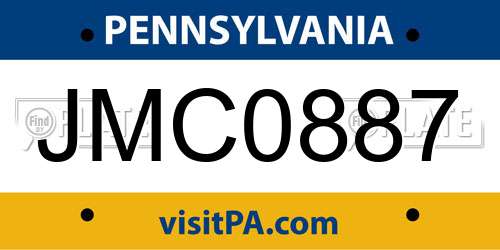 JMC0887 Pennsylvania License Plate