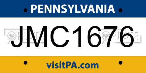 JMC1676 Pennsylvania License Plate