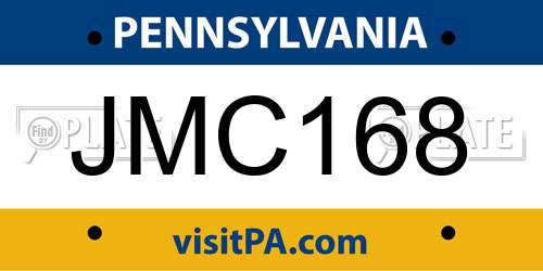 JMC168 Pennsylvania License Plate