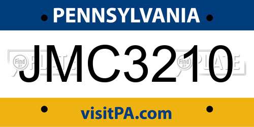 JMC3210 Pennsylvania License Plate