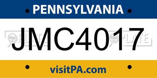 JMC4017 Pennsylvania License Plate