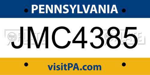 JMC4385 Pennsylvania License Plate