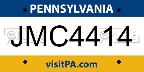 JMC4414 Pennsylvania License Plate