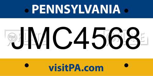 JMC4568 Pennsylvania License Plate